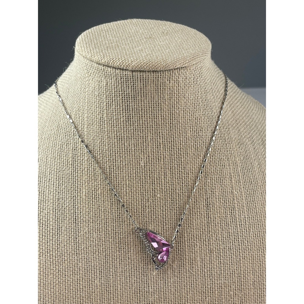 Lot of 2 Fashion‎ Jewelry Sparkling Butterfly Pendant Necklaces Pink 00830